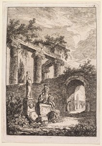 Esték Rómában: A szobor a romok előtt alkotó: Hubert Robert
