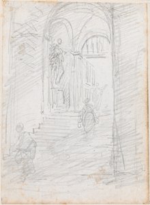 Alakok egy monumentális belső lépcsőn [rekto] alkotó: Hubert Robert
