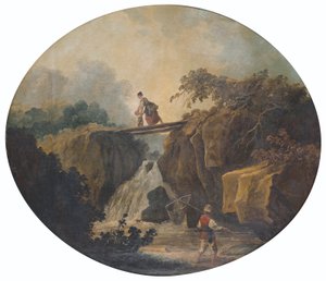 Francia: Tájkép egy vízeséssel és egy híddal alkotó: Hubert Robert