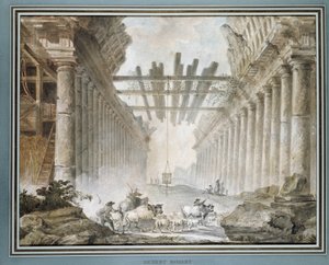 Csorda a rajztemplom romjai között (olaj, vászon) alkotó: Hubert Robert