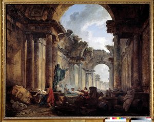 A Grand Galerie du Louvre képzeletbeli képe a romokban Hubert Robert (1733-1808) festménye V. 1,14x1,46 m. alkotó: Hubert Robert