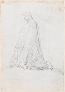 Térdelő figura kapucnis köntösben [verso] alkotó: Hubert Robert
