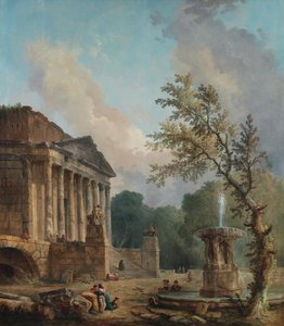 Táj római templomromokkal alkotó: Hubert Robert
