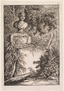 Római esték: A mellszobor, 1764. alkotó: Hubert Robert