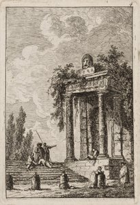 Négyes tányér az Esték Rómában, 1763-64-ből alkotó: Hubert Robert