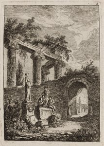 Harmadik tábla az Esték Rómában című filmből alkotó: Hubert Robert