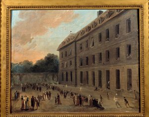 Foglyok kikapcsolódása Saint Lazare-ban: a léggömb rész Hubert Robert (1733-1808) festménye 1794 V. 0,33x0,41 m Párizs, Musee Carnavalet alkotó: Hubert Robert