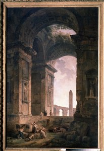 Romok egy obeliszk. Hubert Robert (1733-1808) festménye, olaj, vászon alkotó: Hubert Robert
