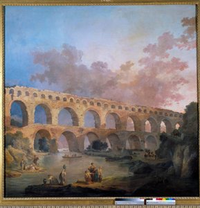 Kilátás a Gard-hídra Hubert Robert (1733-1808) festménye 18. század V. 2,42x2,42 m - Kilátás a Pont du Gard-ra (Franciaország). Hubert Robert (1733-1808) festménye alkotó: Hubert Robert