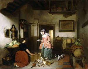 Egy kamra belseje női takarítójátékkal, 1852