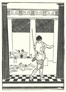 Odüsszeusz megöli Pénelopé kérőit (litográfia) alkotó: Hugh Chesterman