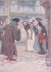Ugyan, uram, válaszolj a gazdádnak, ne félj, illusztráció a Windsori vidám feleségekből, 1910 alkotó: Hugh Thomson