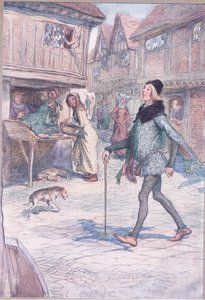 Nem tartja fel a fejét, úgymond? És struktúra a kapujában?, illusztráció a Windsori víg feleségekből, 1910 alkotó: Hugh Thomson