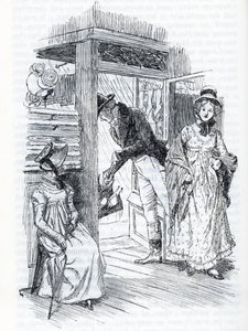 "Emma elmagyarázza, hogy ő szervezi Miss Taylor és Mr. Weston esküvőjét" (illusztráció) alkotó: Hugh Thomson