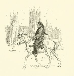 Geoffrey Chaucer lóháton (litho) alkotó: Hugh Thomson