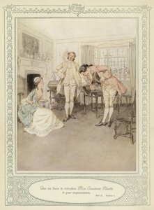 Illusztráció Goldsmith She Stoops to Conquer című művéhez alkotó: Hugh Thomson