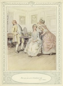 Illusztráció Goldsmith She Stoops to Conquer című művéhez alkotó: Hugh Thomson