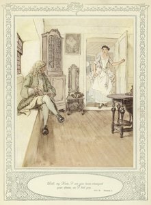 Illusztráció Goldsmith She Stoops to Conquer című művéhez alkotó: Hugh Thomson