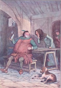 A Marry a rövid és a hosszú , illusztráció a Windsori boldog feleségek című filmből , 1910 alkotó: Hugh Thomson