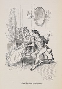 "A könyökénél ül, verseket olvas." Jane Austen meggyőzése alkotó: Hugh Thomson
