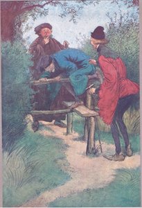 Jön a mesterem, Mister Shallow és egy másik úriember Frogmore-ból, illusztráció a Windsori vidám feleségekből, 1910 alkotó: Hugh Thomson