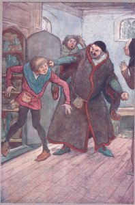Gazember! Larron! (Pulling Simple out), illusztráció a Windsori vidám feleségekből, 1910 alkotó: Hugh Thomson