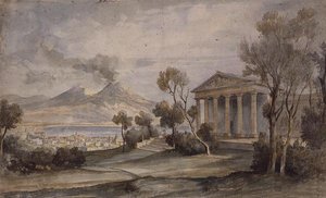 PD.255-1985 A Villa Saliceti, alul Nápoly, a távolban a Vezúv.