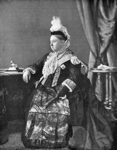 Viktória királynő abban a ruhában, amelyet az 1887-es Arany Jubileumi istentiszteleten viselt.