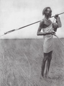 Afrika: Dinka harcos (fekete-fehér fotó)