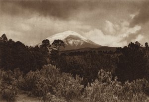 Mexikó: Popocatepetl (fekete-fehér fotó) alkotó: Hugo Brehme