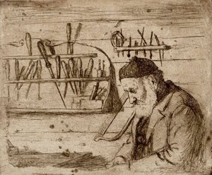 Apa a műhelyében alkotó: Hugo Simberg