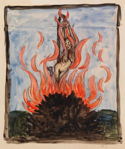 A máglyán égő boszorkány alkotó: Hugo Simberg