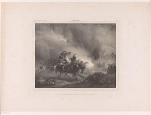 Lóháton támadó katonák Kürtök támadása az akkumulátor ellen (cím a tárgyon) Holland festők albuma (sorozat címe a tárgyon)