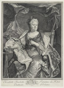 Elizabeth Charlotte Palatine du Rhin, Orléans-i hercegnő, mérnök Charles Louis Simmoneau (1645-1728) alkotó: Hyacinthe Francois Rigaud