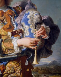 Gaspard de Gueidan dudán játszik, 1735 körül, Hyacinthe Rigaud (1659-1743), olaj, vászon. Részlet. Franciaország alkotó: Hyacinthe Francois Rigaud