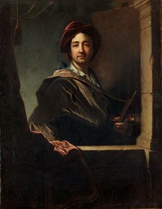 A művész portréja, félhosszú, toknál, 1712 alkotó: Hyacinthe Francois Rigaud