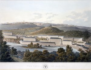 Lanark városa, Skócia nézetéből, 1824-25 (színes akvatinta) alkotó: I after Clark