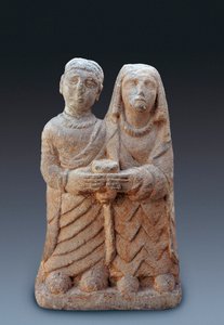Anik művészet: pár felajánlást hoz. Kőszobor, Kr.e. 3. századi Madridi Nemzeti Régészeti Múzeum.