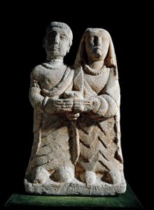 Ibériai művészet: felajánló pár szobra. Szobor Albacete-ből, Cerro de los Santosból, Spanyolország. Kr.e. 4-2. század Madrid, Museo Arqueologico Nacional