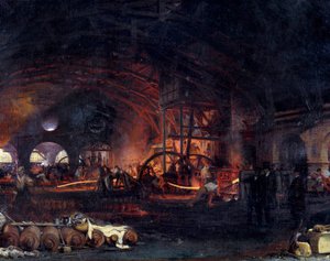 Ipari forradalom: „” Fourchambault nagy kovácsa”” Francois Bonhomme (1809-1881) festményének részlete 1839. Fourchambault