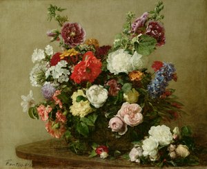Francia rózsák és bazsarózsa, 1881 alkotó: Ignace Henri Jean Fantin Latour