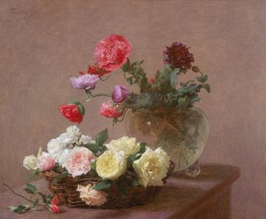 Pipacsok kristályvázában, vagy rózsakosár, 1890 alkotó: Ignace Henri Jean Fantin Latour