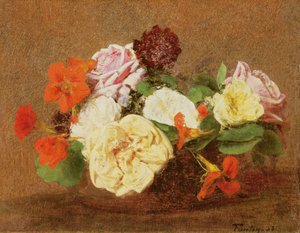 Rózsa és nasturcium vázában, 1883