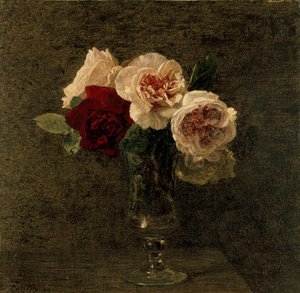 Rózsaszín és vörös rózsák csendélete, 19. század