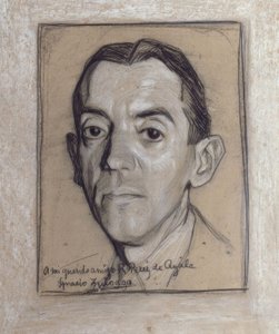 RAMON PEREZ DE AYALA (1888–1962) SPANYOL ÍRÓ ÉS ÚJSÁGÍRÓ PORTRÉJA – RAJZ – 1914 GENERÁCIÓJA alkotó: Ignacio Zuloaga