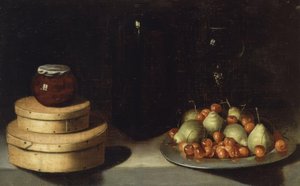 CSENDÉLET (TÁLCA CSERESZNYÉVEL ÉS KÖRTÉVEL, DOBOZOK ÉS ÜVEG MÉZES) – XX. SZÁZAD alkotó: Ignacio Zuloaga y Zabaleta