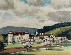Weinzierl kastély Wieselburg közelében, 1909 körül (akvarell papíron) alkotó: Igo Potsch