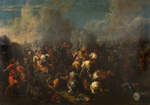 Csatajelenet (olaj, vászon) alkotó: Ilario (follower of) Spolverini