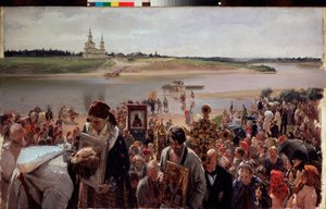 Húsvéti körmenet. Illarion Mihajlovics Prjanisnyikov (1840-1894) festménye, olaj, vászon