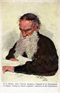 Lev Tolsztoj munka közben – Repin